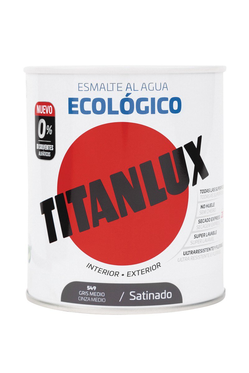 Bote Titanlux esmalte al agua eco satinado gris medio 750ml