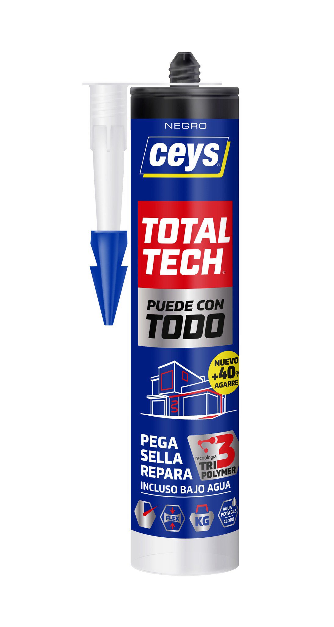 Cartucho masilla Ceys total tech negro 290 ML