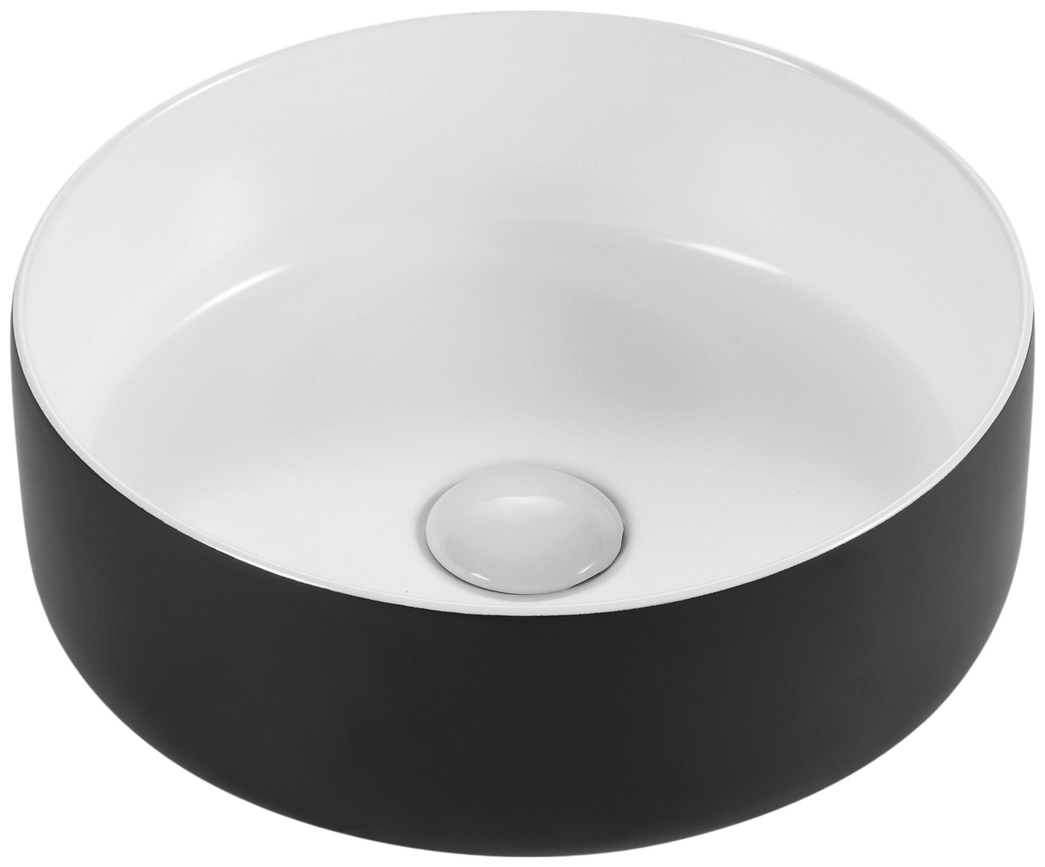 Lavabo Ópalo Baho redondo diam.36 blanco mate y negro mate