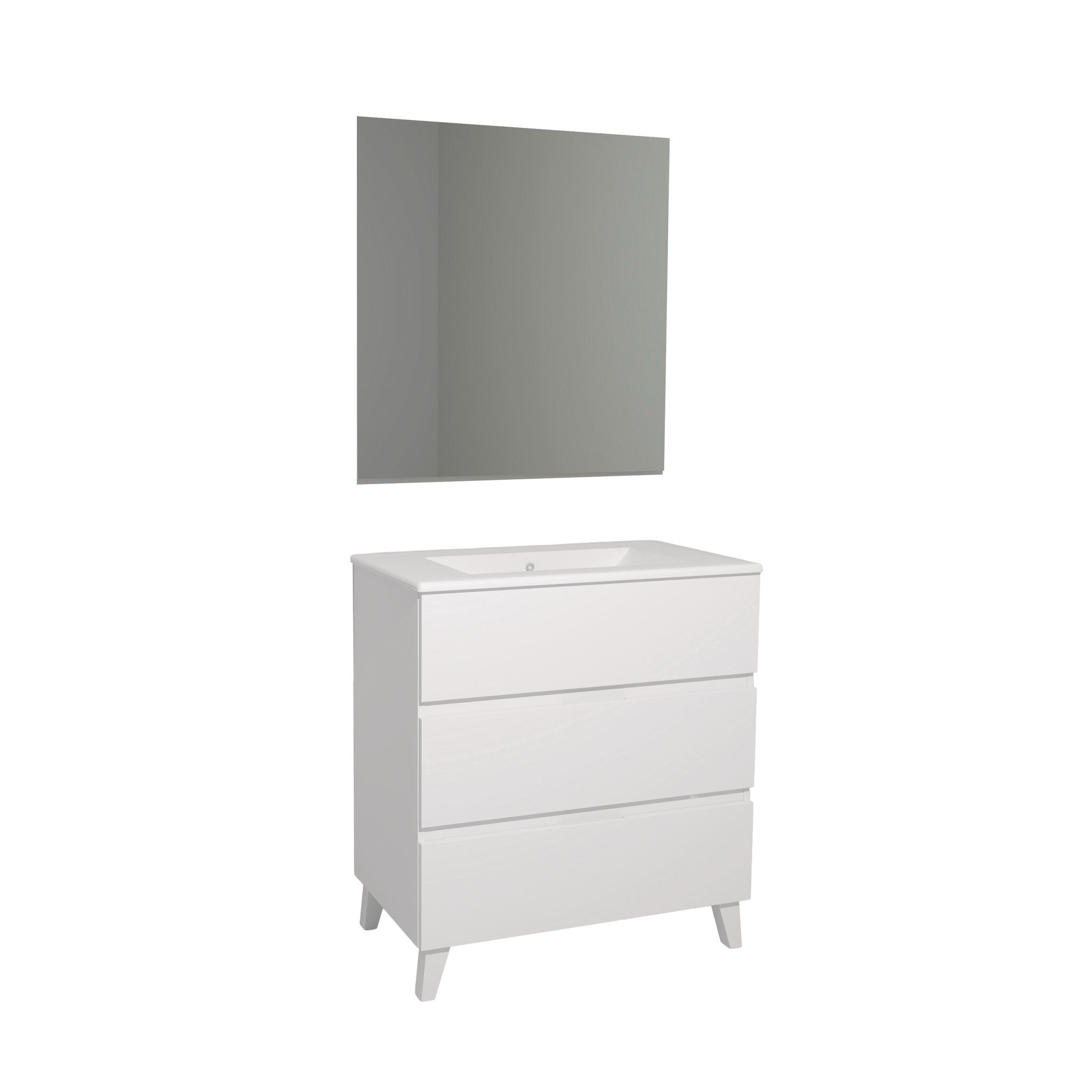 Conjunto Baho Manning a suelo 80 blanco con espejo liso