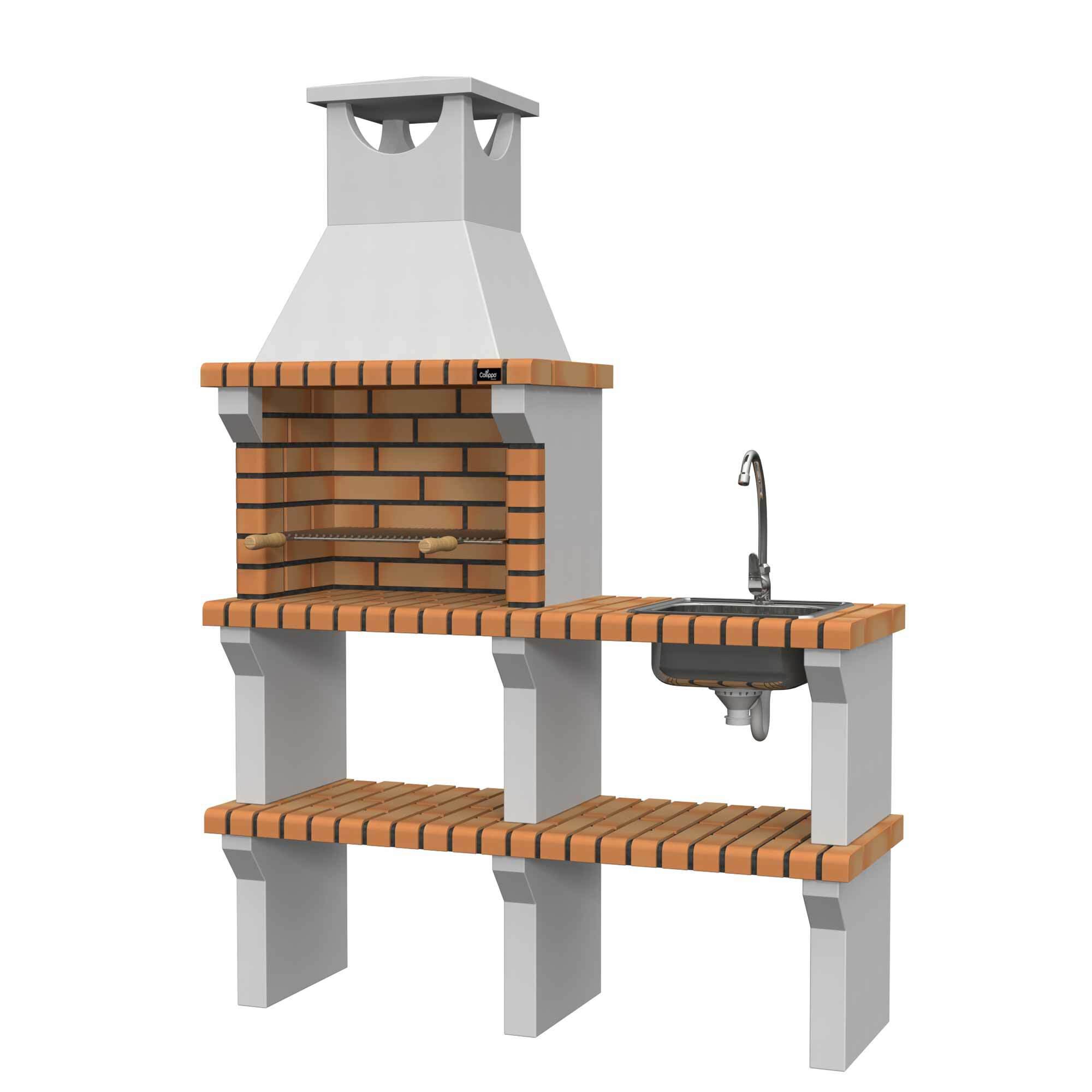 Barbacoa Rist con grifo y fregadero lado derecho 136x47x196 cm