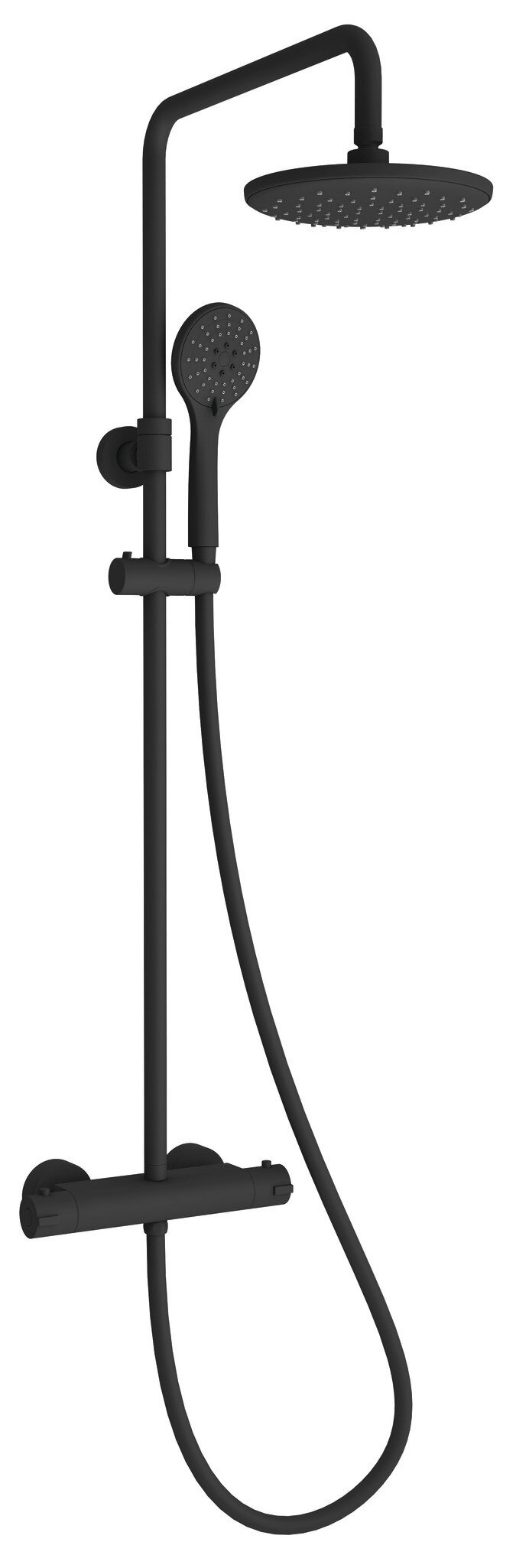 Equipo de ducha Baho Rondo termostático telescopico negro
