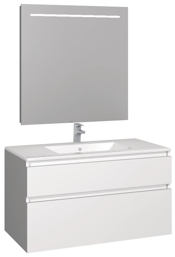 Conjunto Baho manning susp. 100 blanco con espejo led