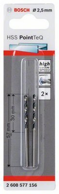 Pack 2 uds. broca Bosch HSS PoinTeQ metal 2.5x30x57