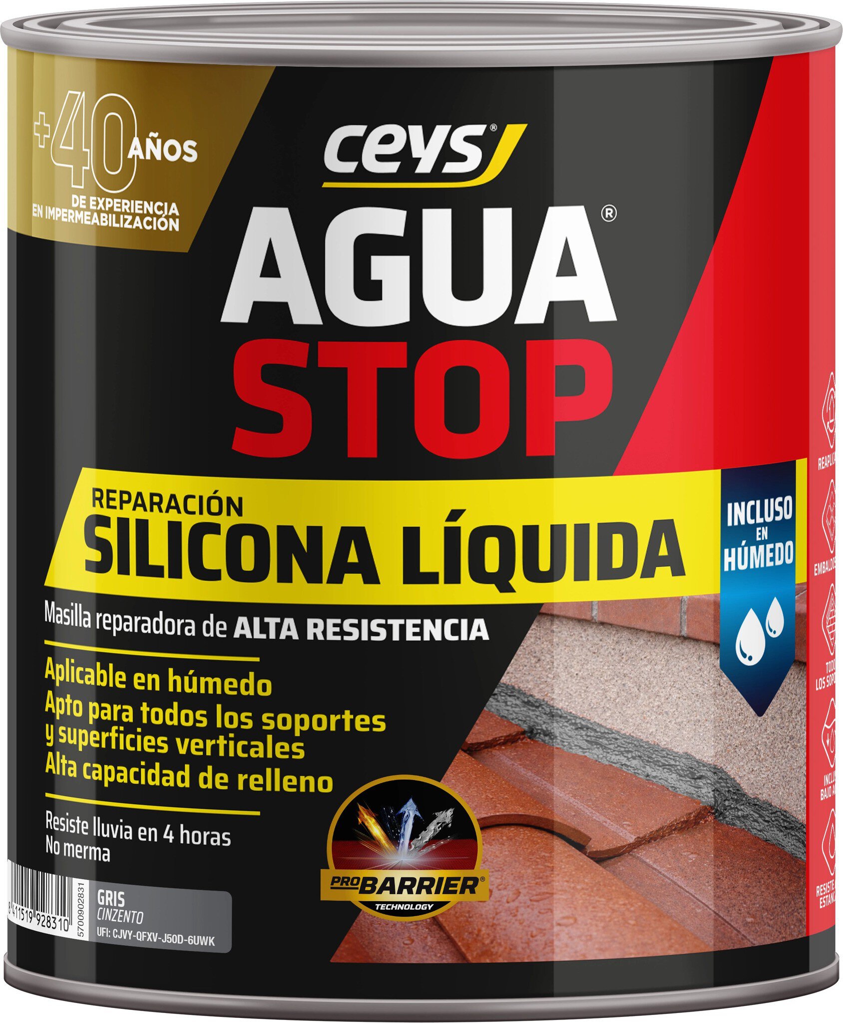 Cubo Ceys Aguastop silicona líquida gris 1kg