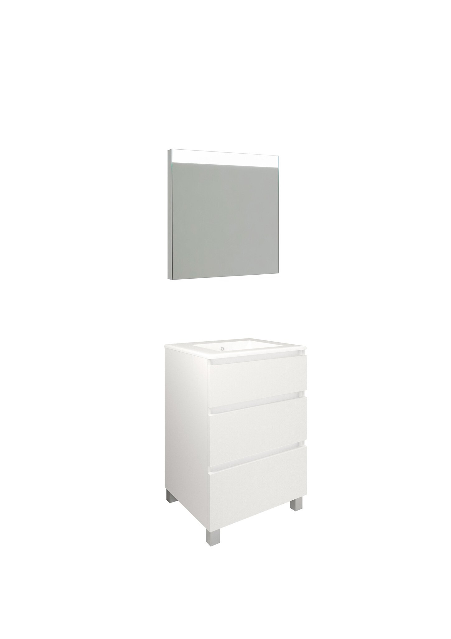 Conjunto Baho Plus 60 Manning A Suelo Blanco Mate (Espejo Led)