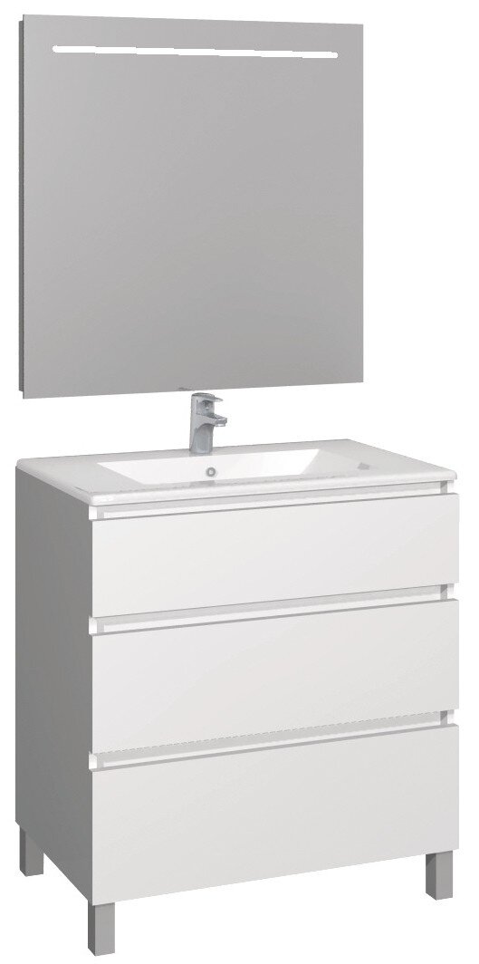Conjunto Baho manning a suelo 80 blanco mate con espejo led