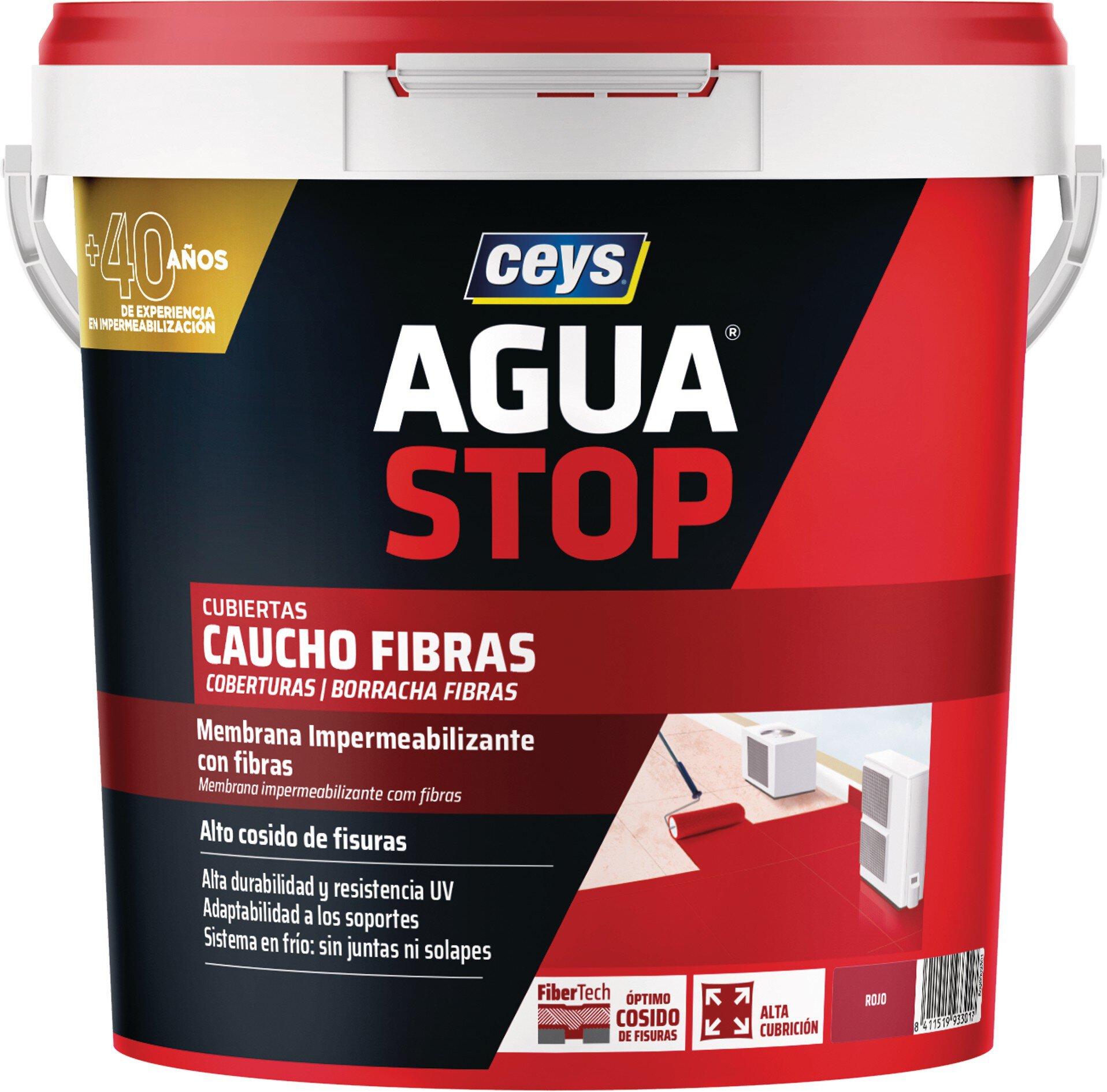 Cubo Ceys Aguastop caucho fibras rojo 5kg
