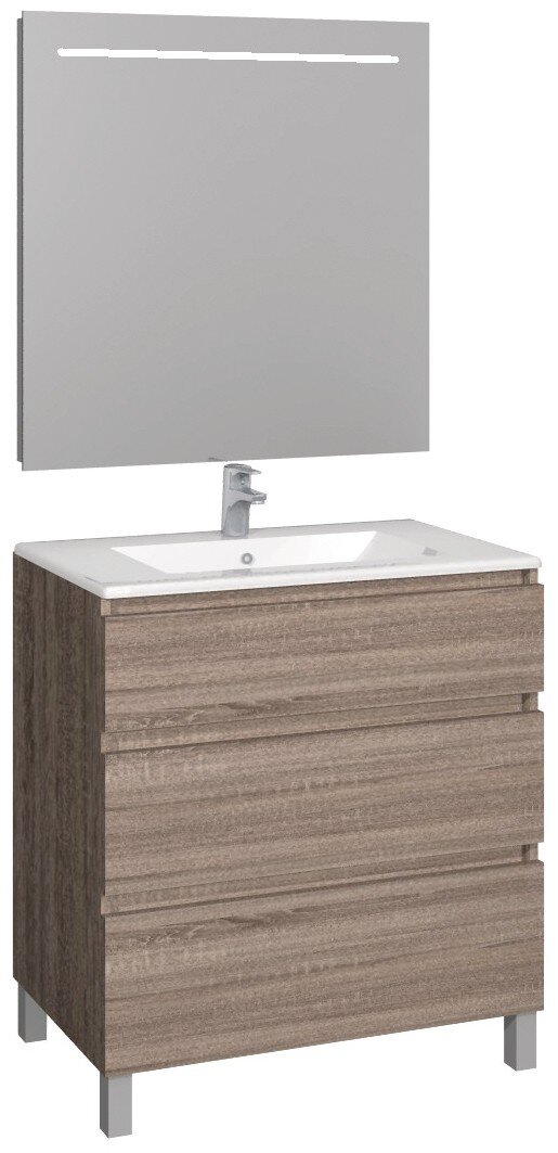 Conjunto Baho manning a suelo 80 roble cambrian con espejo led
