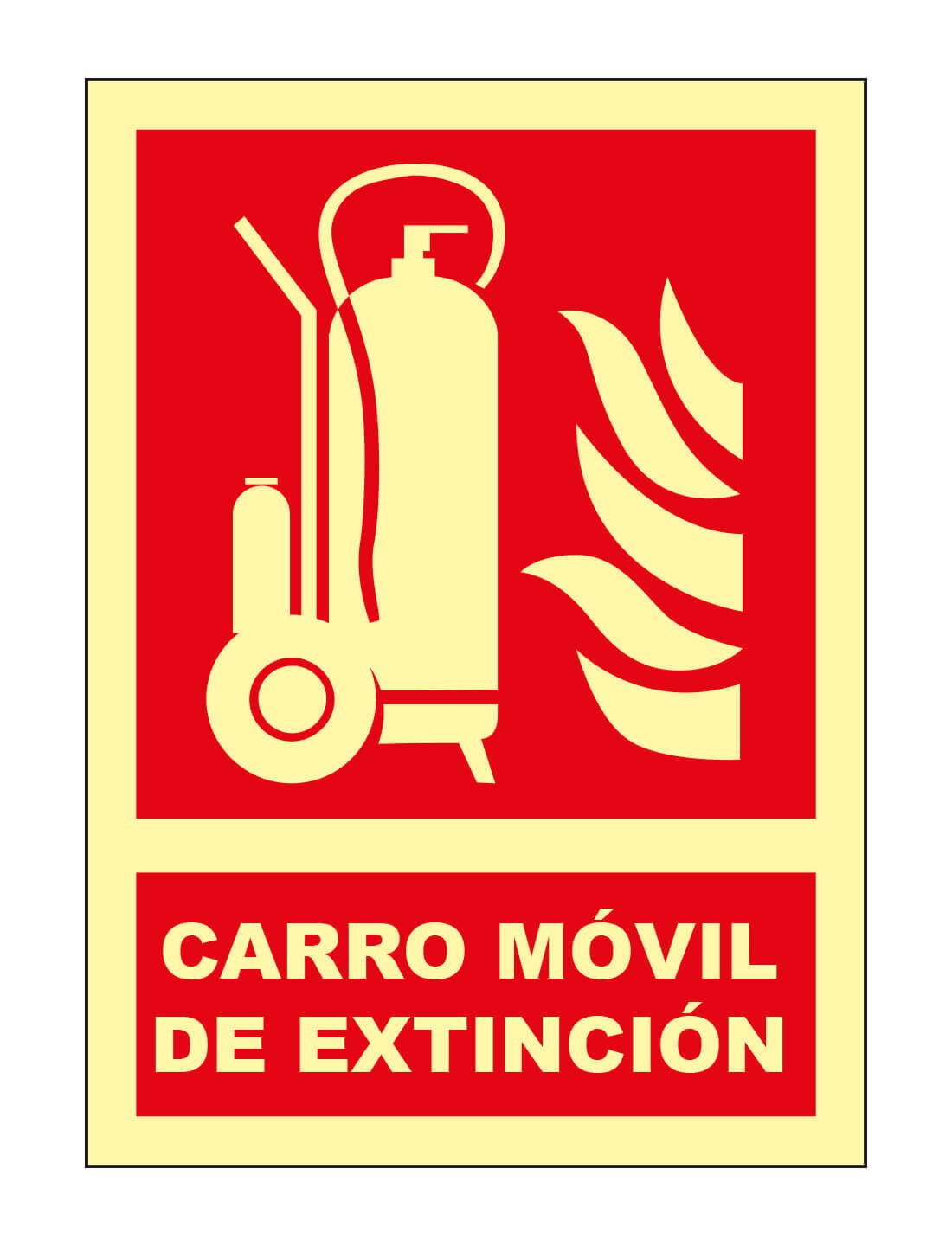 Pz. Señal JG Fotoluminiscente Clase B Carro móvil de extinción A4