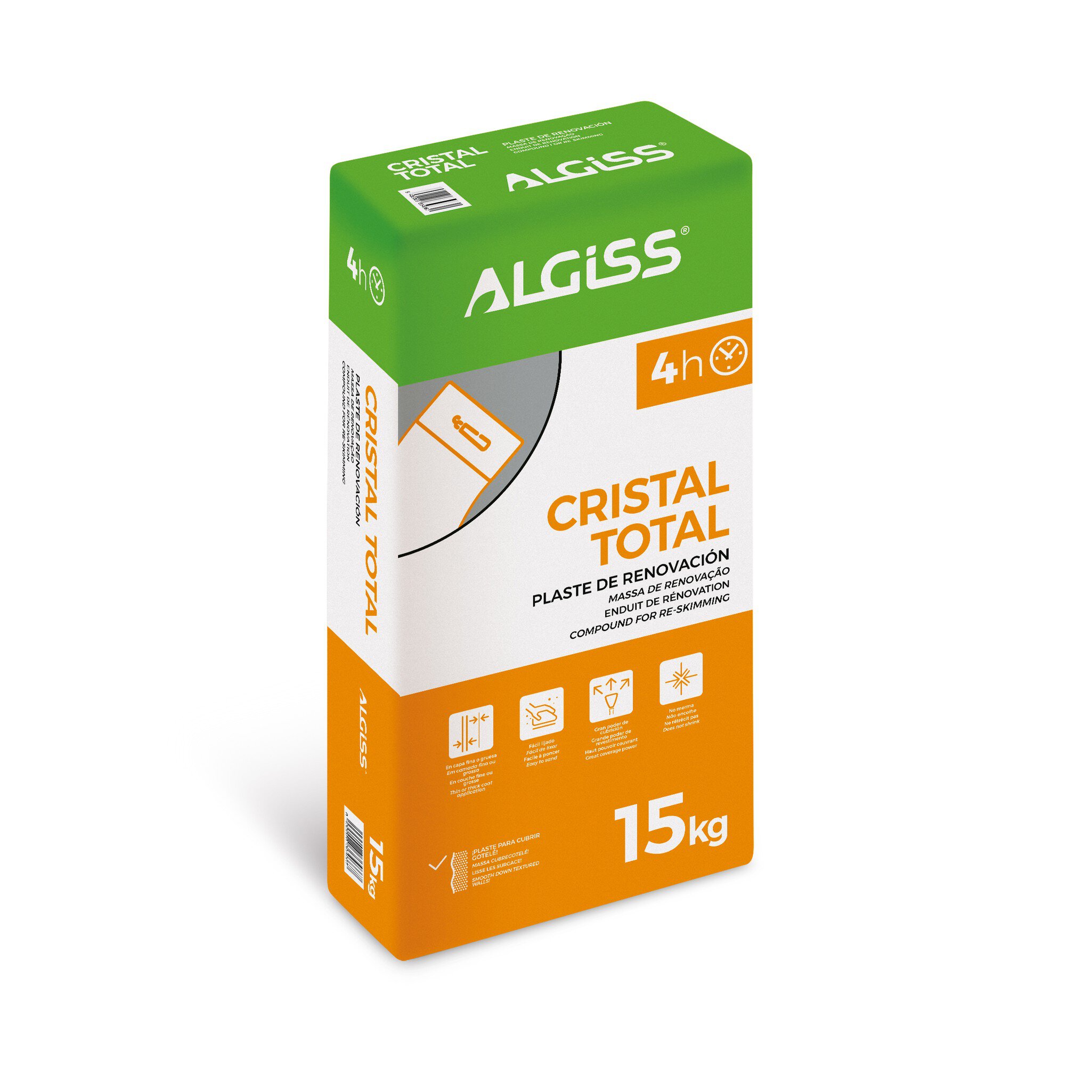 Saco yeso Algiss plaste cristal total 4h (15 kg)