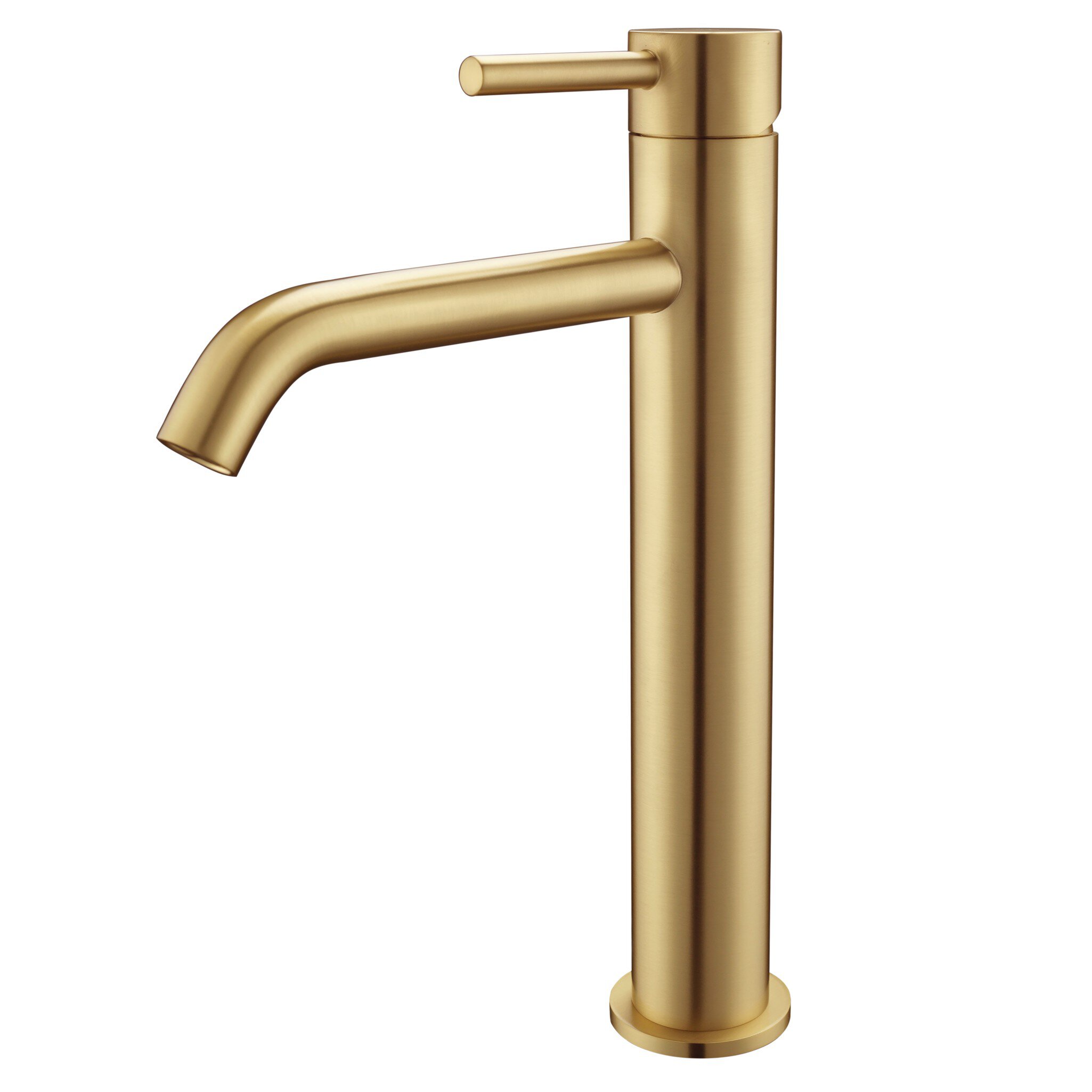 Grifo de lavabo caño alto Baho Rondo oro cepillado