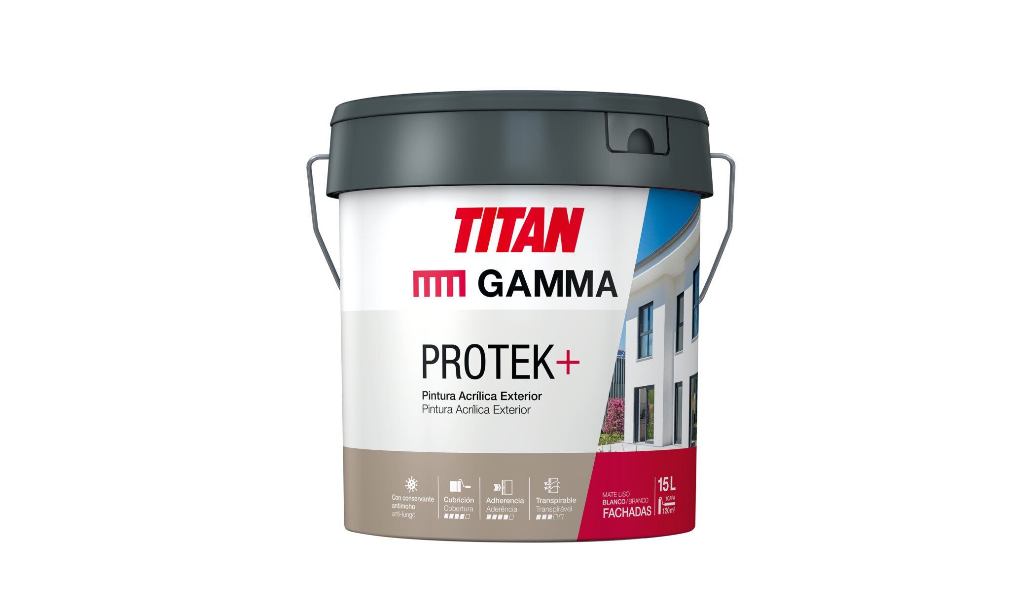 Bote Gamma-Titan pintura acrílica/plástica blanca Protek exterior-fachadas 15l