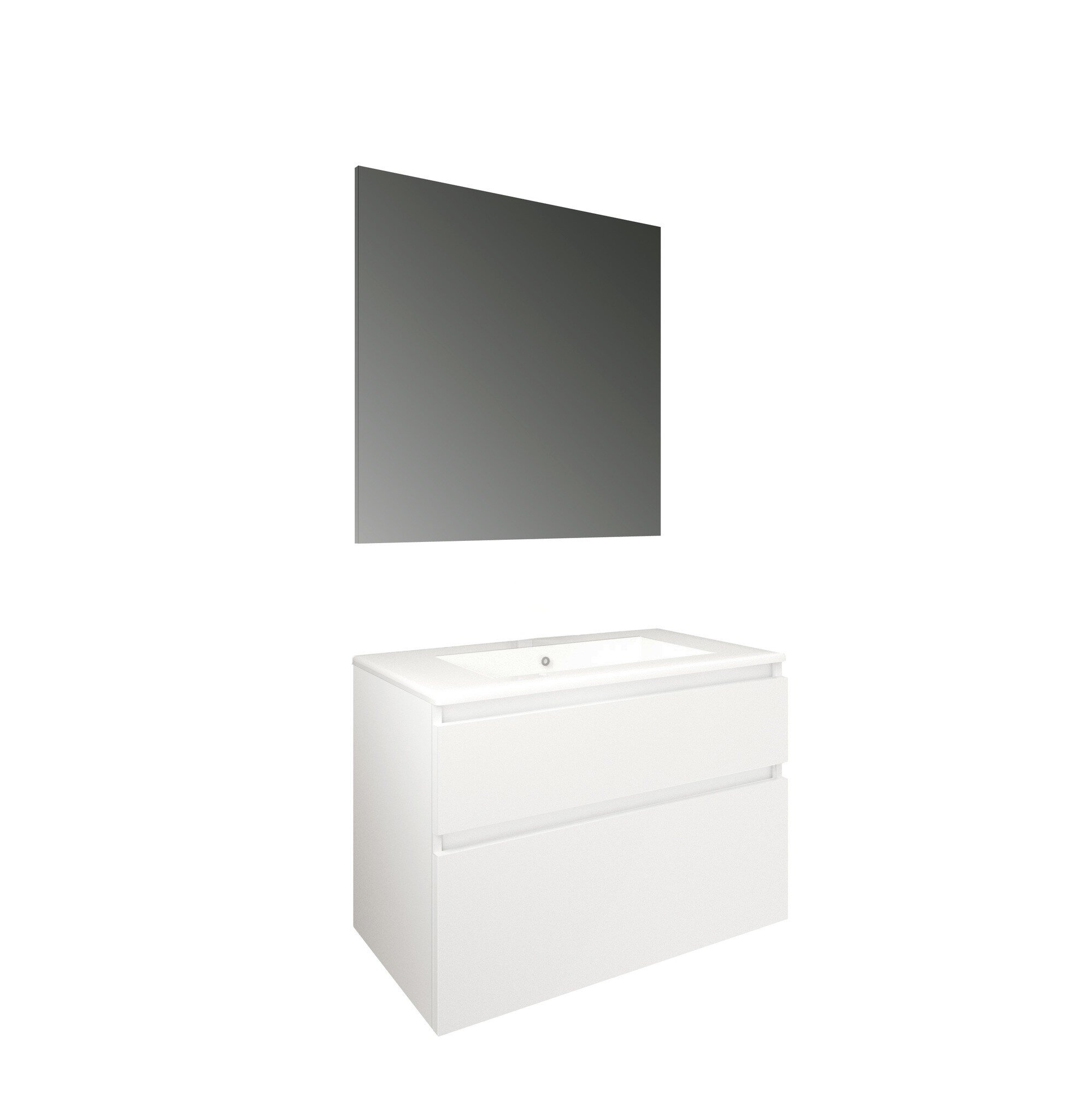 Conjunto Baho Basic 80 Manning Suspendido Blanco Mate (Espejo Liso)