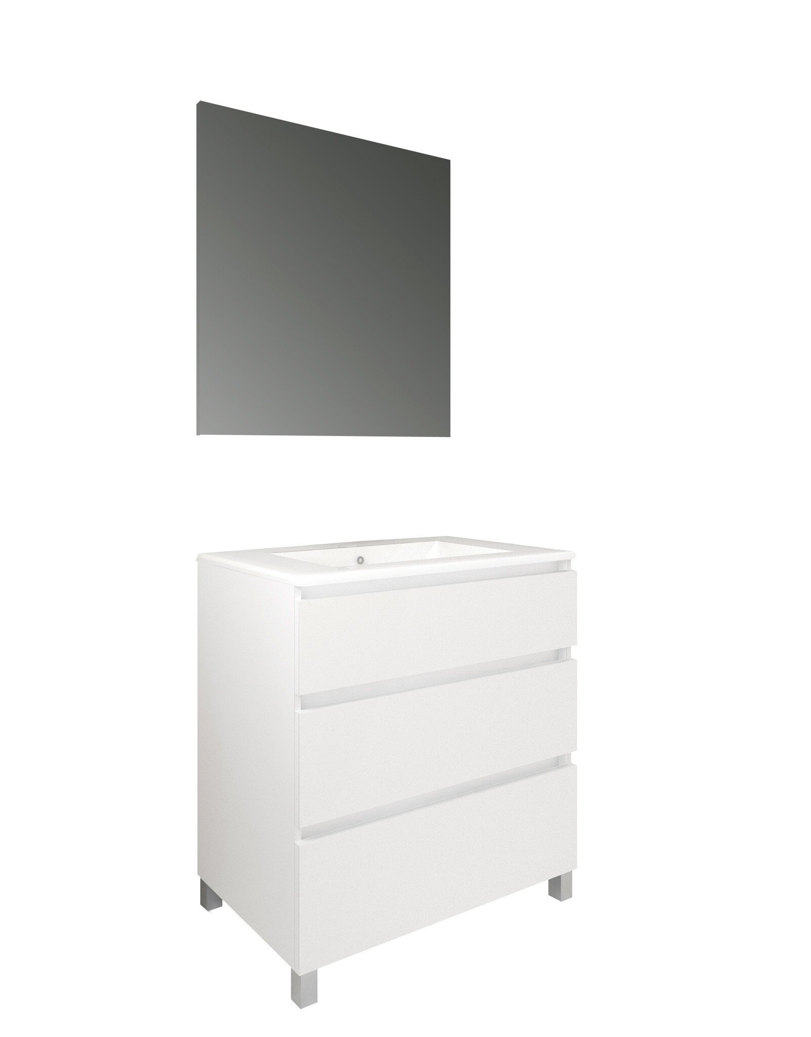 Conjunto Baho Basic 80 Manning A Suelo Blanco Mate (Espejo Liso)