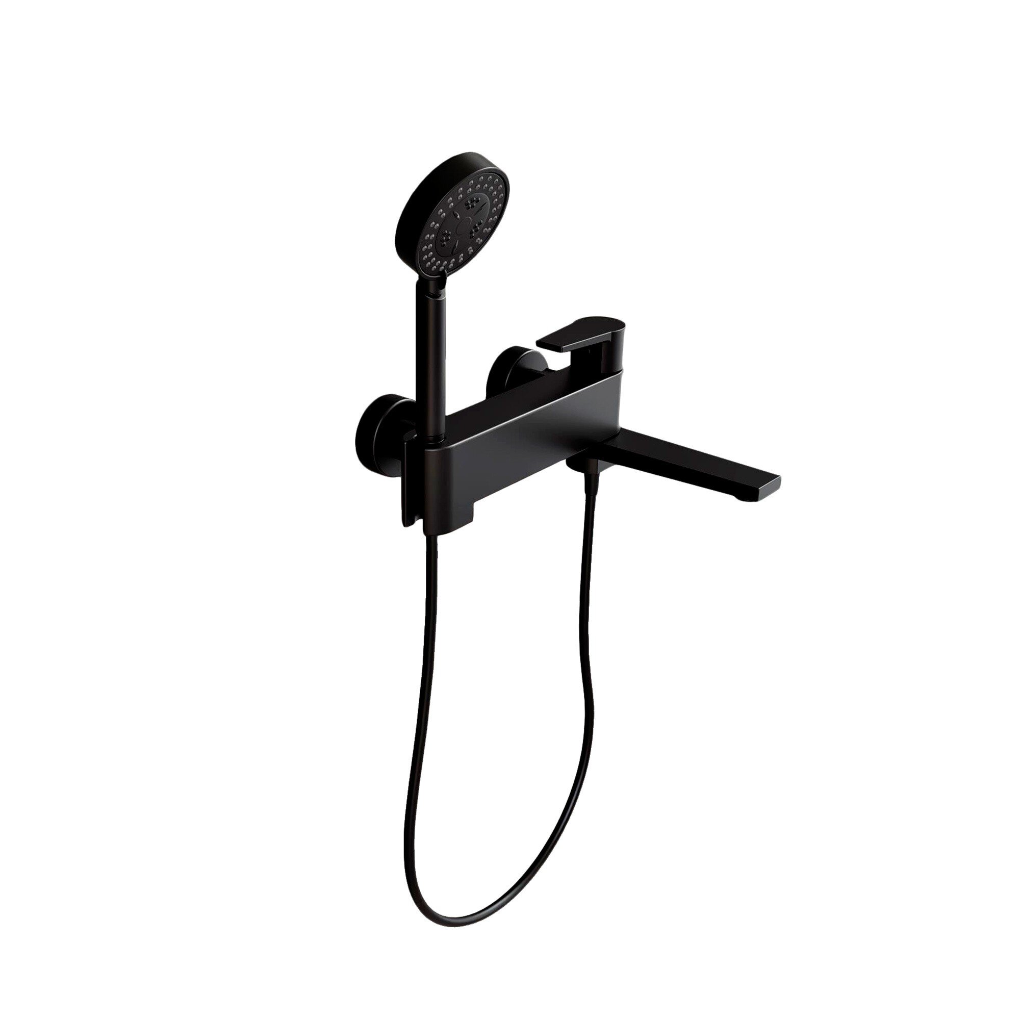 Grifo de baño/ducha Baho Plano con accesorios negro mate