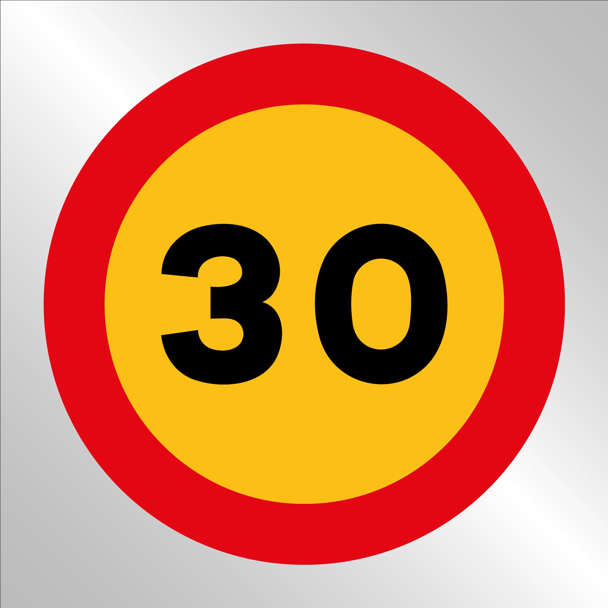 Pz. Señal JG en bolsa de plástico Velocidad máxima 30 km/h 70x70 cm