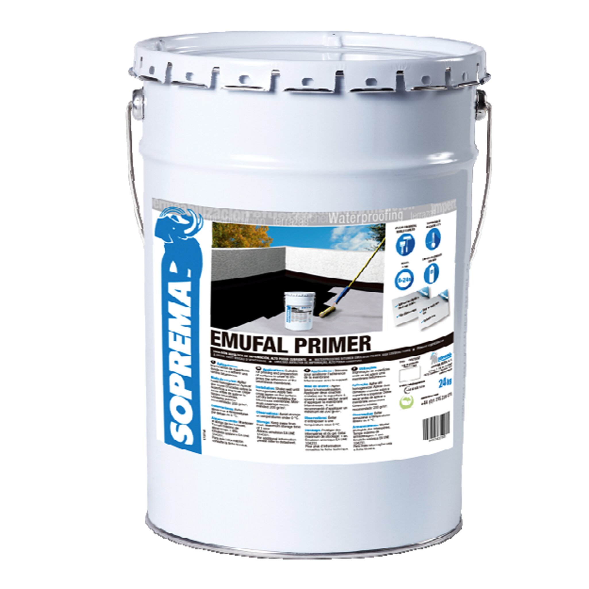Bote Soprema emulsión asfáltica emufal primer 24kg (114183)