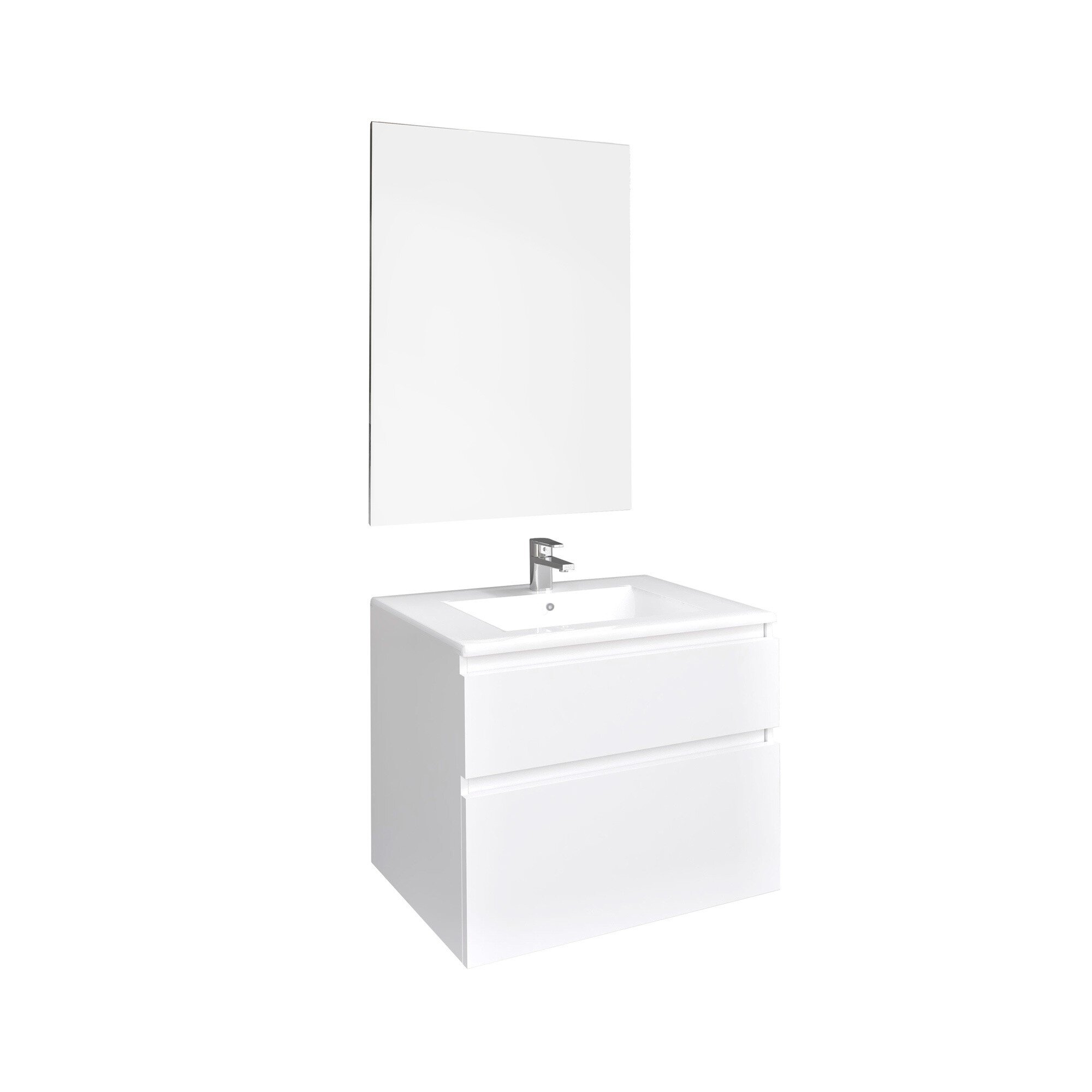 Conjunto Baho manning susp. 60 blanco mate con espejo liso