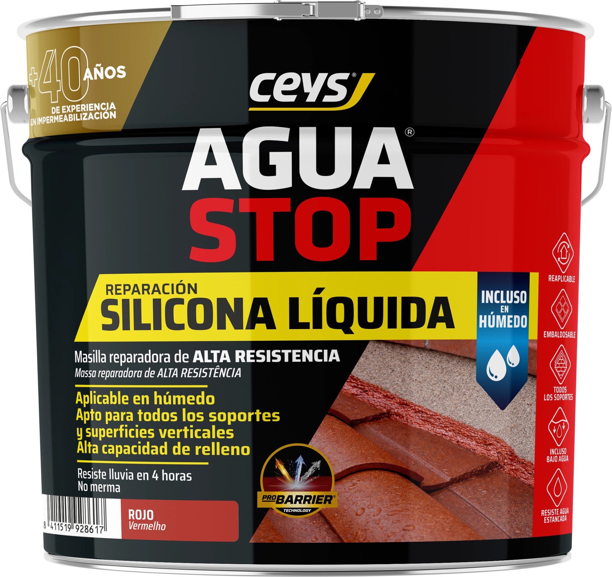 Cubo Ceys Aguastop silicona líquida rojo 4kg