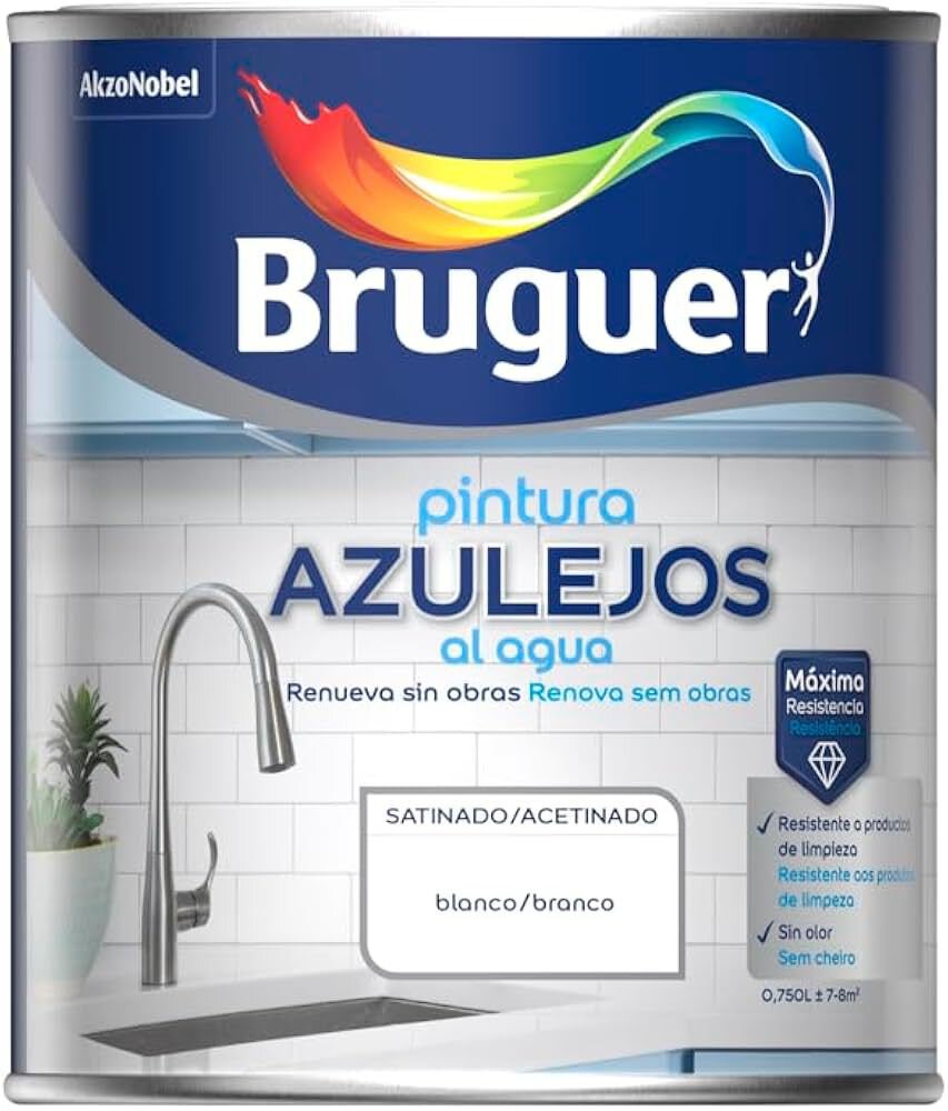 Bote Bruguer esmalte al agua para Azulejos satinado blanco 750ml