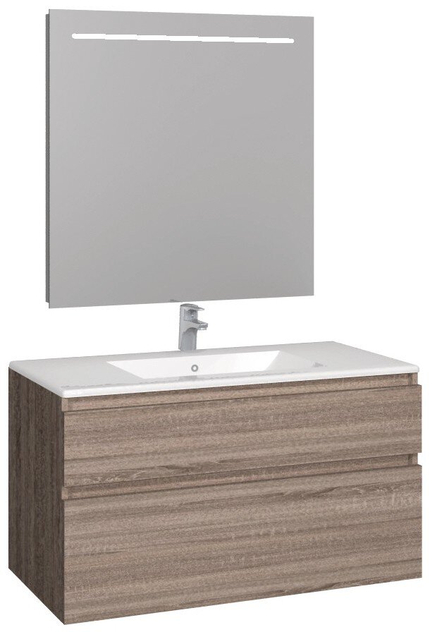 Conjunto Baho manning susp. 100 roble cambrian con espejo led