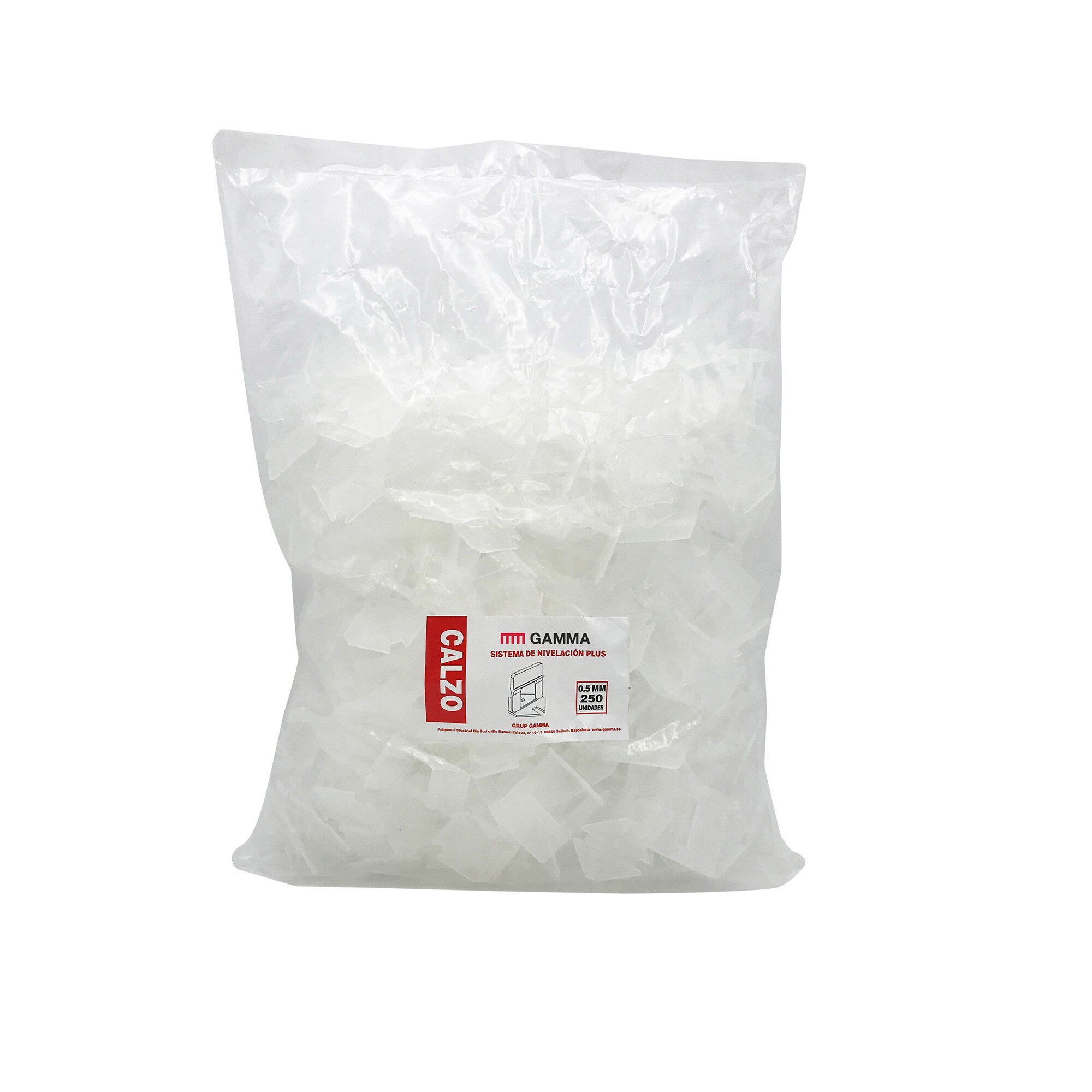 Bolsa nivelacion Gamma Plus 250 calzos 0.5 mm