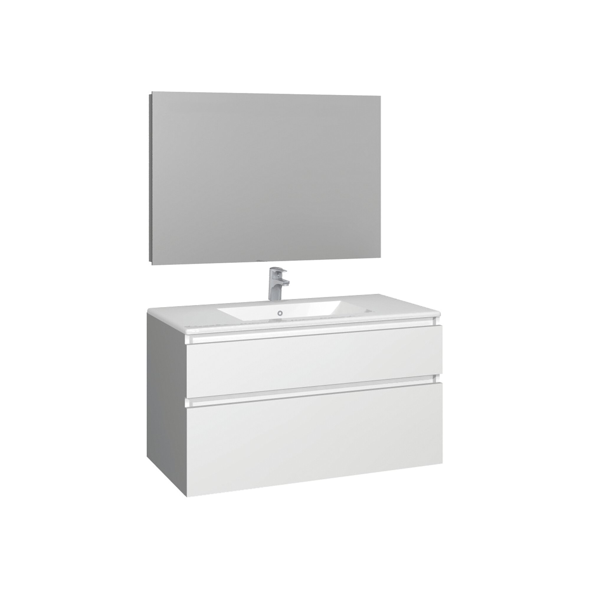 Conjunto Baho manning susp. 100 blanco mate con espejo liso