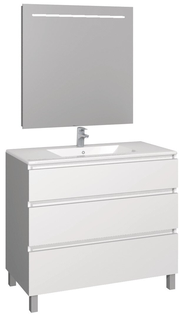 Conjunto Baho manning a suelo 100 blanco mate con espejo led