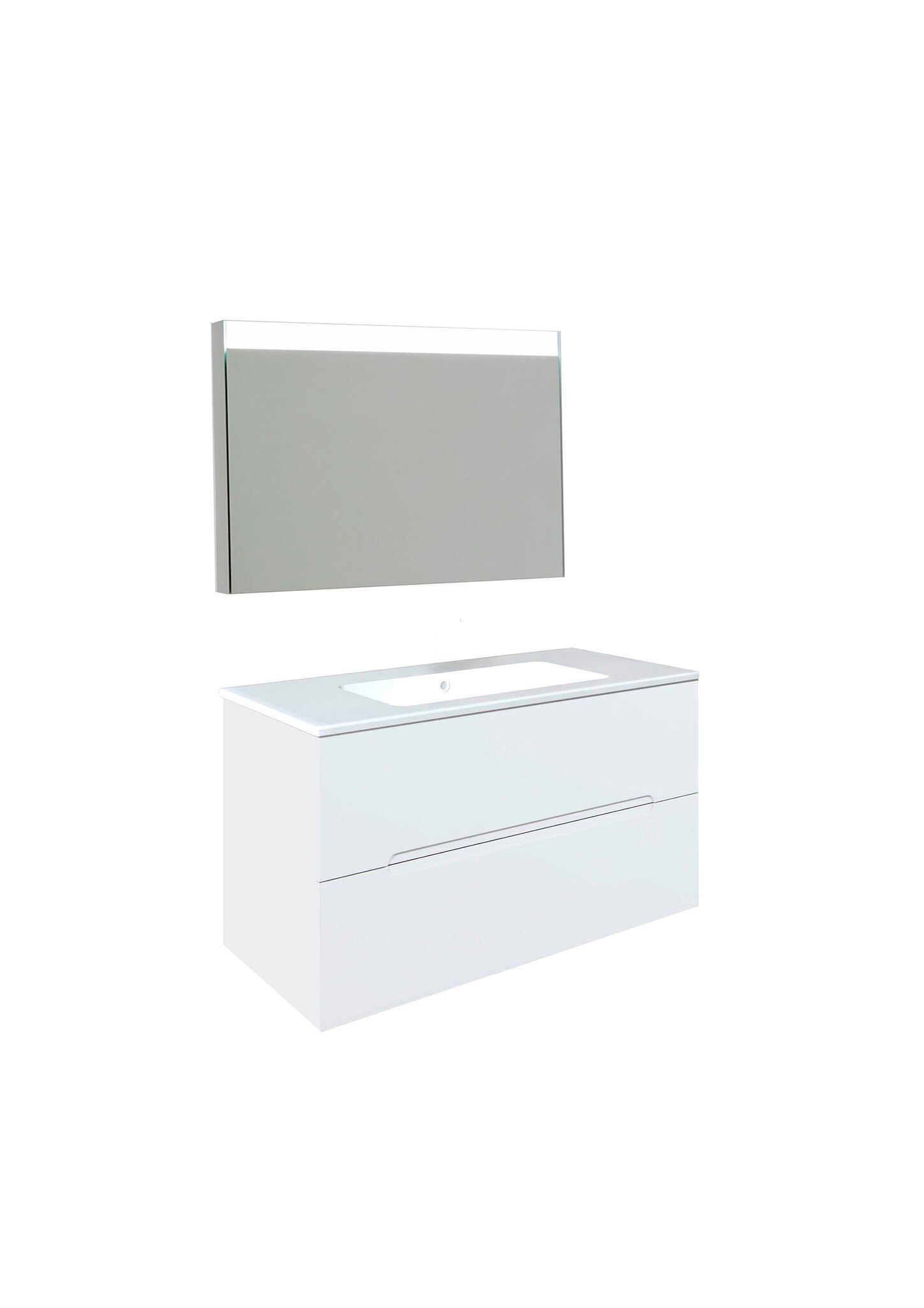 Conjunto Baho Plus 100 Calma Blanco Brillo (Espejo Led)