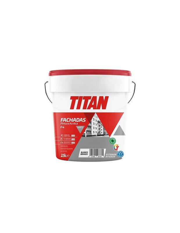 Bote 15l Titan F4 pintura acrílica mate blanco fachadas