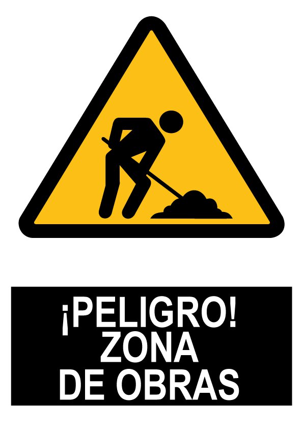 Pz. Señal JG Peligro zona de obras 30x40 cm
