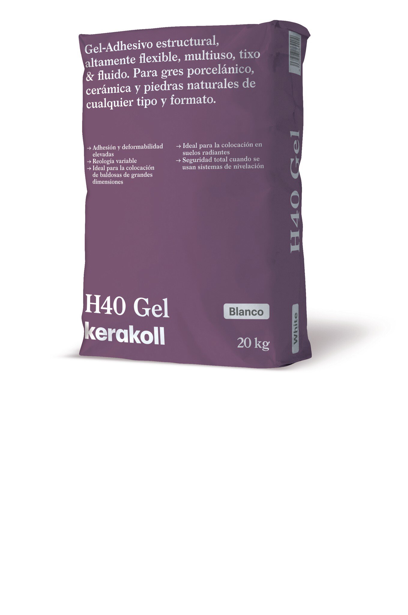 Saco Gel Adhesivo cementoso flexible Kerakoll H40 GEL Blanco ref. 76440