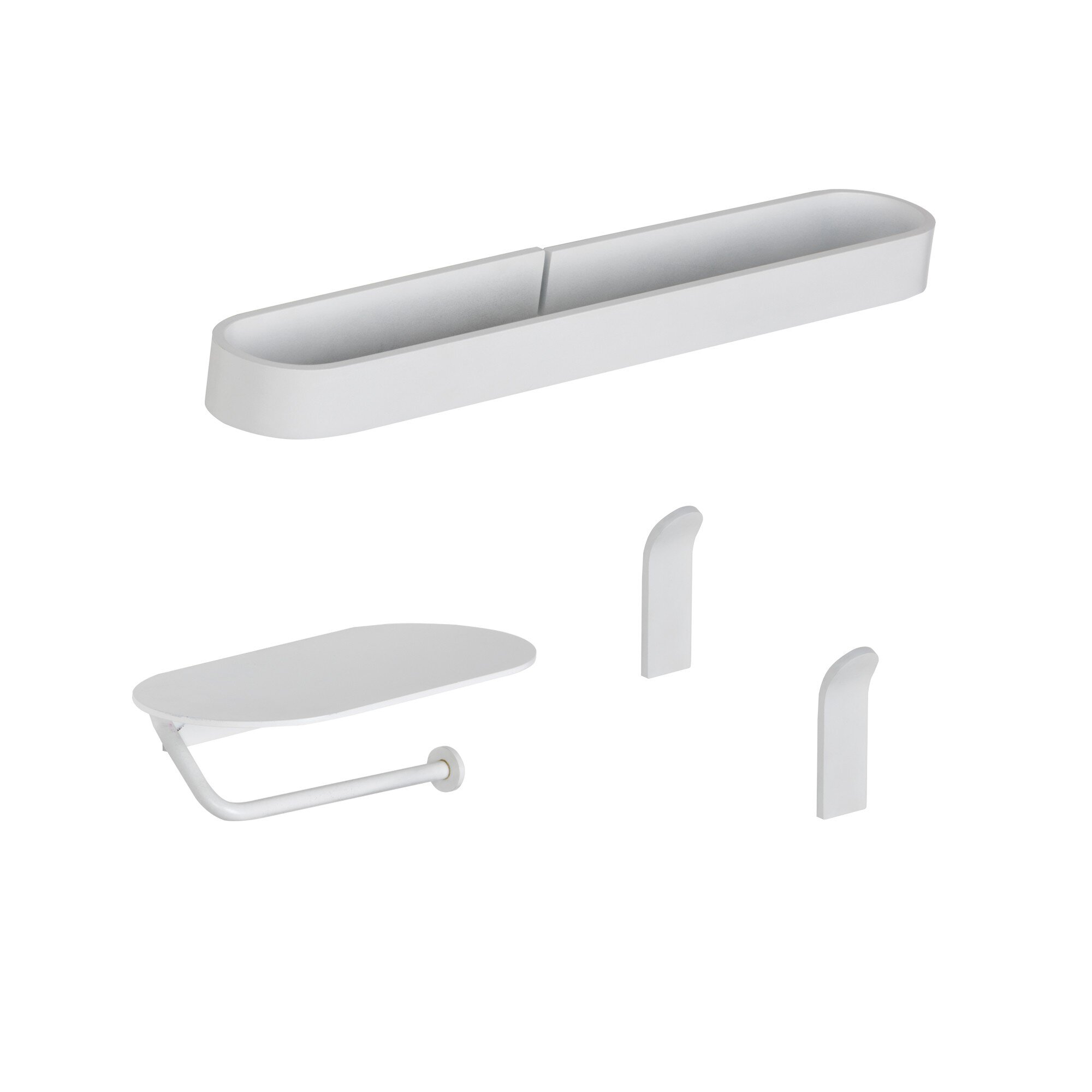 Pack 4 piezas Baho Loops Blanco (2 ud.perchas + portarollos + toallero 25cm)