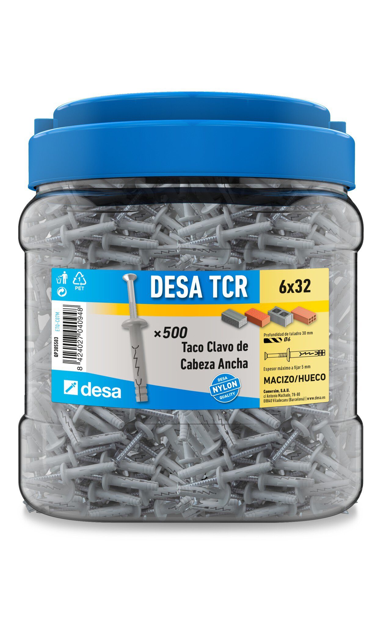 Caja desa taco clavo 6x32 perfileria 500u ref. QC305506