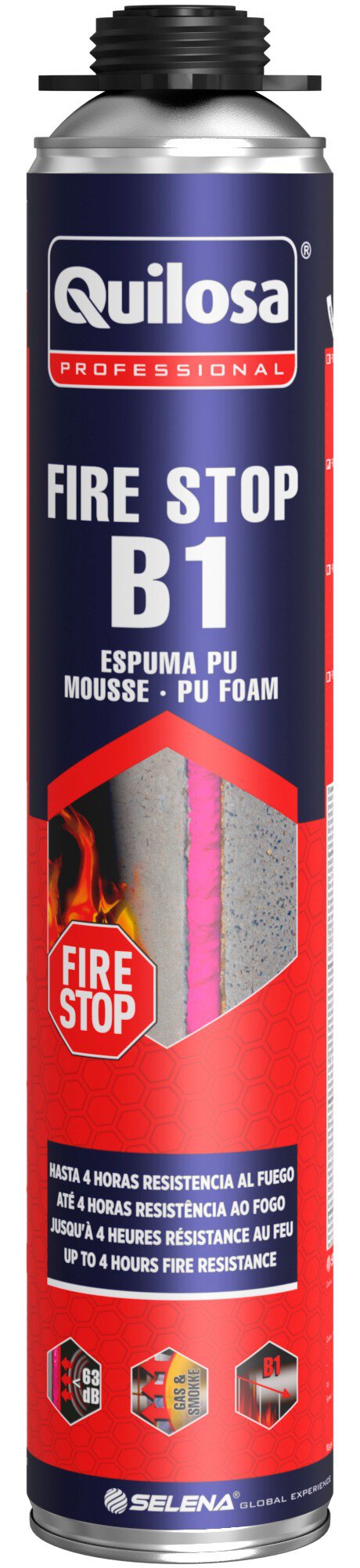 Cart. espuma pistola Quilosa orbafoam fire-stop b1 750 ml gris