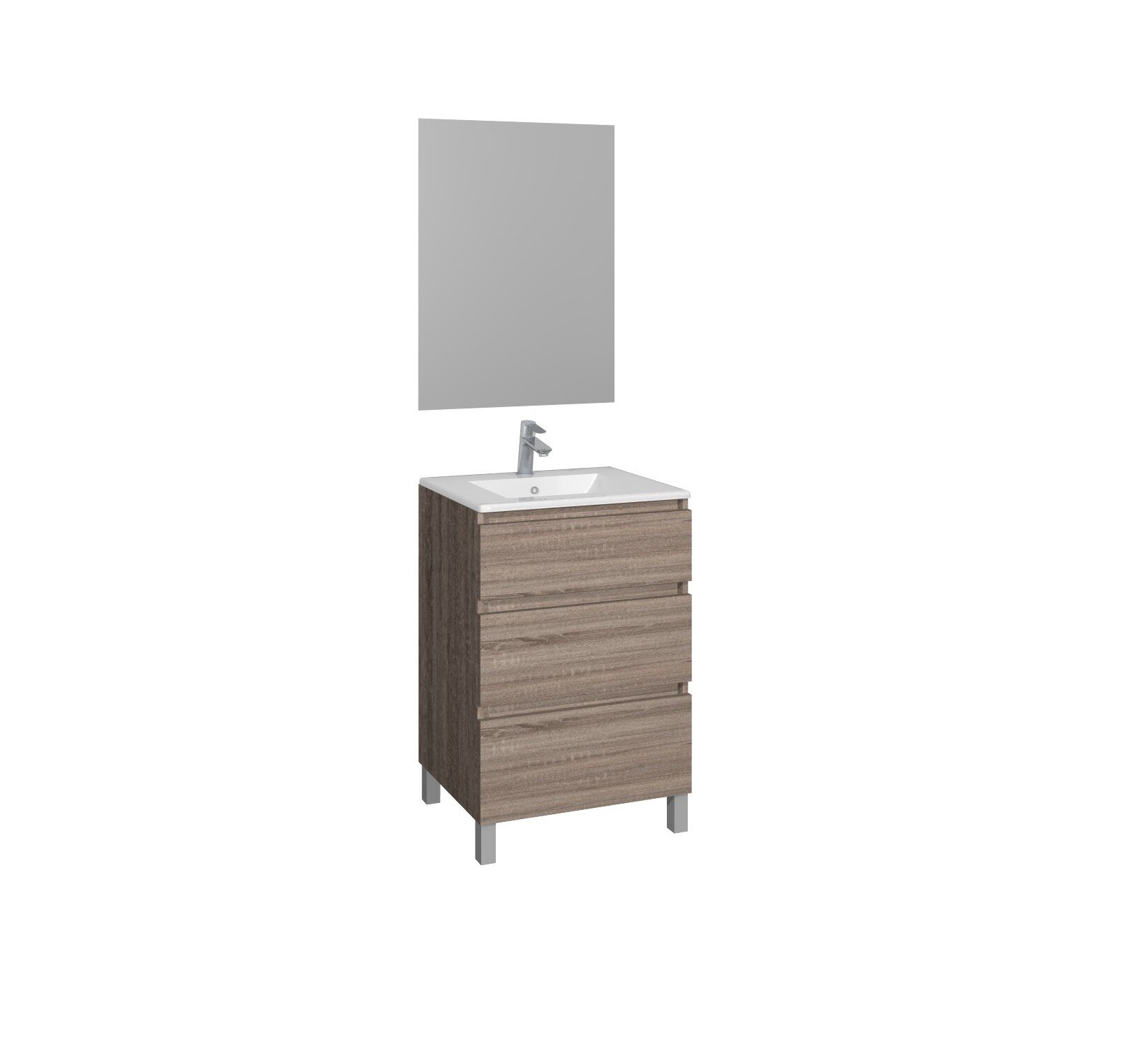 Conjunto Baho manning a suelo 60 roble cambrian con espejo liso