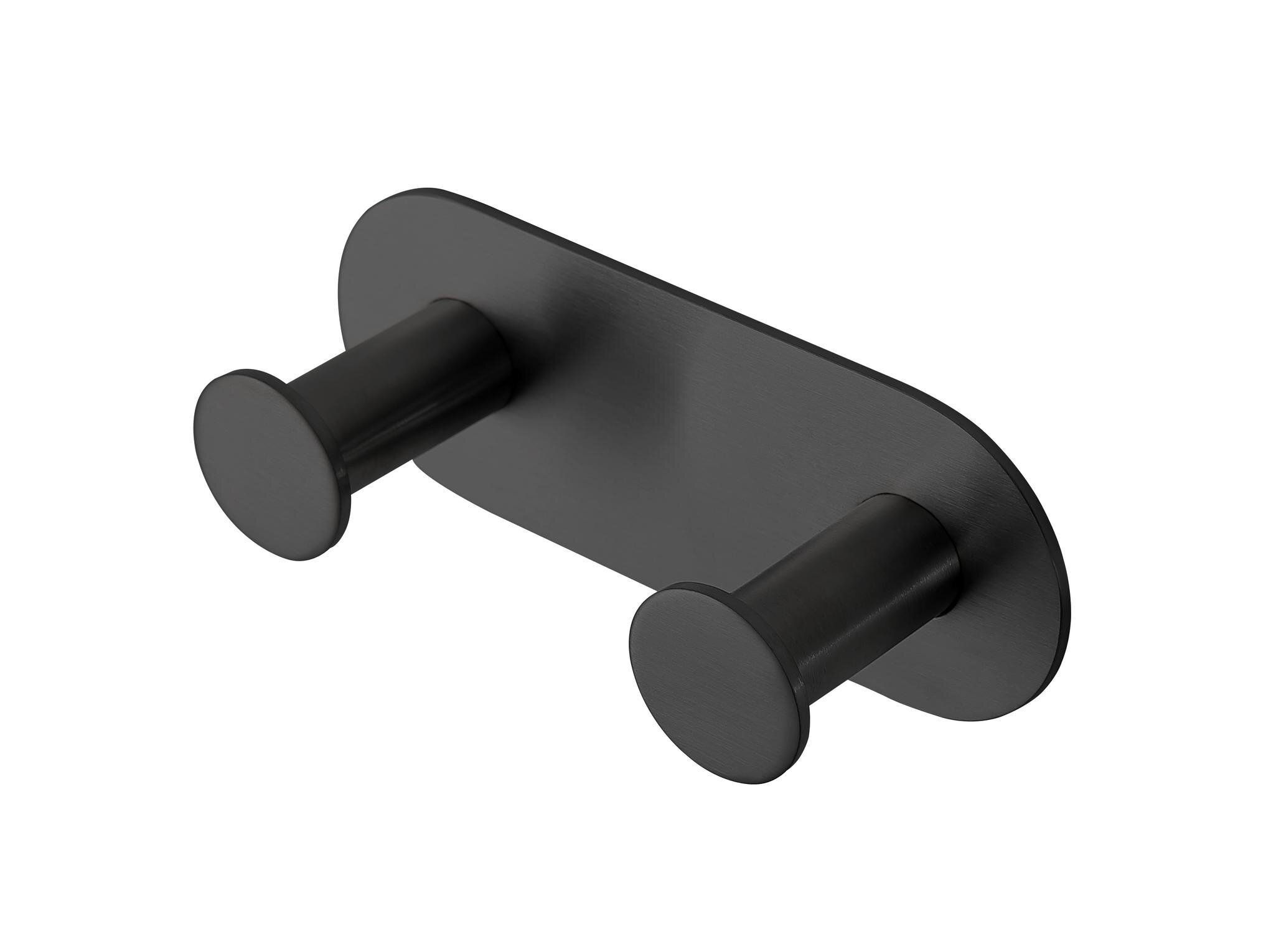 Percha doble Baho Bolt negro (adhesivo 3M)
